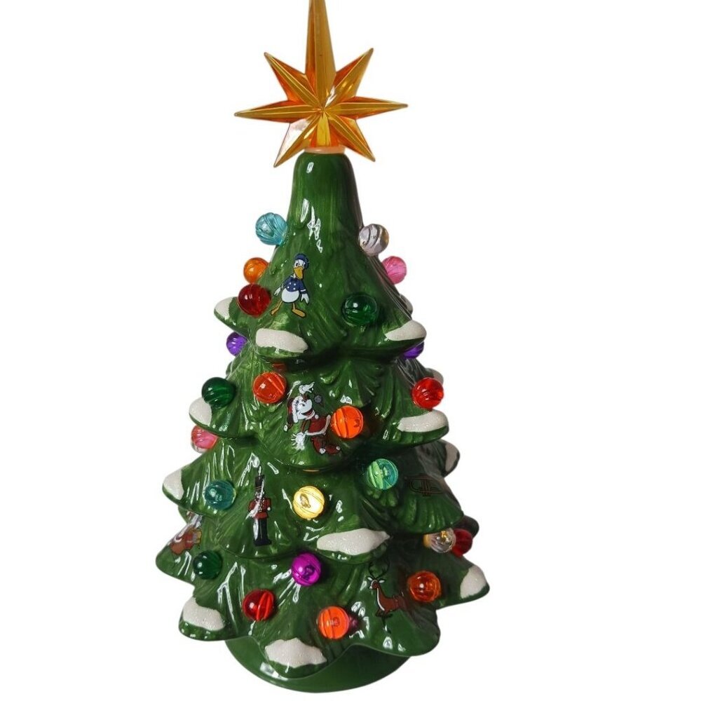 Disney Parks Ceramic Christmas Tree Figurine With Mickey & Friends Light-Up